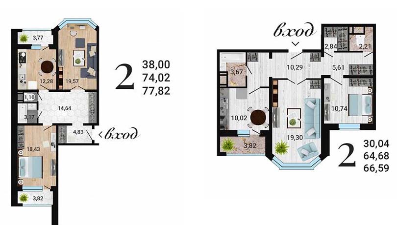 планировки двухкомнатных квартир нововоронеж